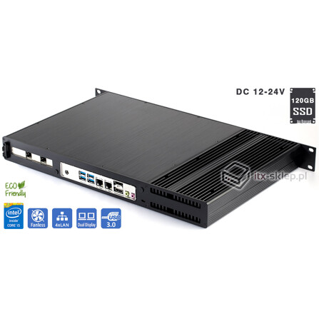 Serwer fanless Core i5-6500T 2,50GHz 8GB DDR4 4xLAN Delta-Silent3-i5-SSD120 DC12-24V