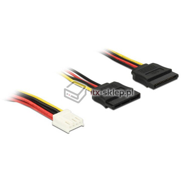 Kabel zasilający Floppy 4pin - 2xSATA żeński 15pin 30cm