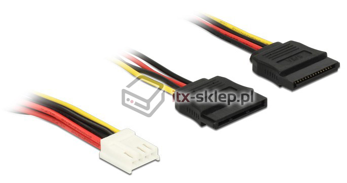 Kabel zasilający Floppy 4pin - 2xSATA żeński 15pin 30cm