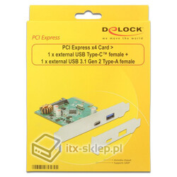 Kontroler 1xUSB 3.1 1xUSB Typ-C PCI-Express x4 złącze zewnętrzne Delock 89562