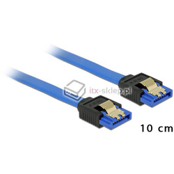 Kabel SATA 6 Gb/s prosty 10cm niebieski pozłacane zatrzaski HTPC 84976