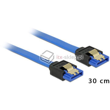Kabel SATA 6 Gb/s prosty 30cm niebieski pozłacane zatrzaski HTPC 84978
