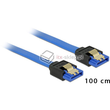 Kabel SATA 6 Gb/s prosty 100cm niebieski pozłacane zatrzaski HTPC 84981