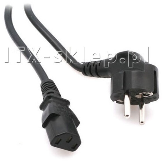 Kabel zasilający kątowy 1.8m czarny
