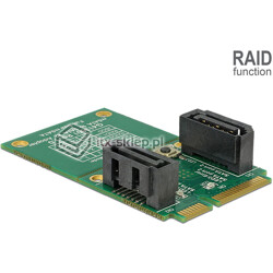 Adapter konwerter mSATA - 2x SATA 7pin z funkcją RAID 0,1 62962