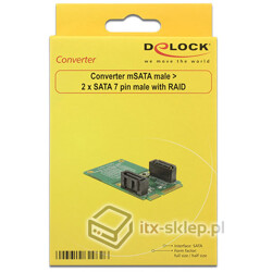 Adapter konwerter mSATA - 2x SATA 7pin z funkcją RAID 0,1 62962