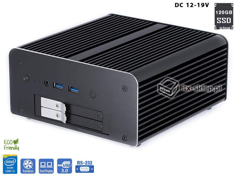 Komputer NUC Fanless Core i5-5300U 2,30GHz 4GB RAM SSD 120GB Hot-Swap Delta-NUC14-SSD120