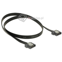 Kabel SATA 6 Gb/s elastyczny FLEXI prosty 40cm czarny zatrzask HTPC 84864