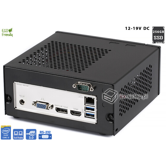 Komputer przemysłowy Core i3-6100T 3,2GHz 1xLAN 1xCOM 4GB SSD 256GB i3-H110-STX-SSD256