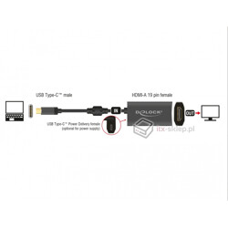 Adapter USB Typ-C męski - HDMI żeński (DP Alt Mode) 4K 60Hz Delock 62988