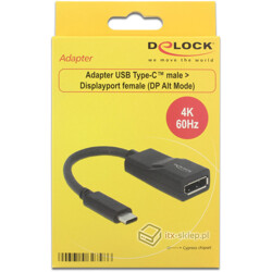 Adapter USB Typ-C męski - DisplayPort żeński (DP Alt Mode) 4K 60Hz Delock 62748