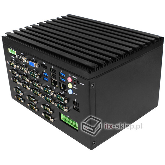 Komputer Fanless Intel Celeron J3455 Apollo Lake 1.5GHz 4GB SSD 120GB Delta-HM2000-3455B 20xCOM 9-36VDC