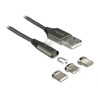 Kabel magnetyczny do ładowania USB micro-B USB-C 8pin Lightning 1,0m Delock 85705