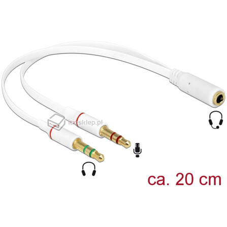 Kabel słuchawkowy 1x3.5mm 4pin Stereo - 2x 3.5mm 3pin Stereo Delock 65585