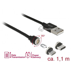 Kabel magnetyczny do ładowania i transmisji USB micro-B USB-C 1,1m Delock 85723