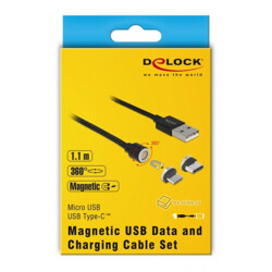 Kabel magnetyczny do ładowania i transmisji USB micro-B USB-C 1,1m Delock 85723