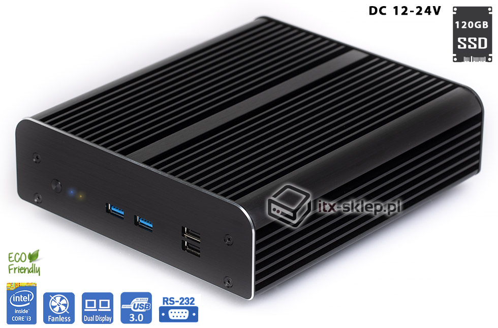 Komputer NUC Fanless Core i3-7100U 2,40GHz 8GB RAM SSD 120GB Delta-NUC16-SSD120