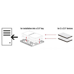 Aluminiowa ramka montażowa do dysku 2x 2,5 kolor srebrny