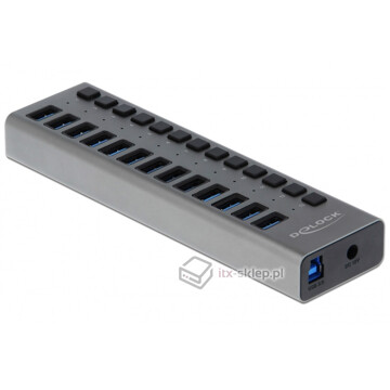 Hub USB 3.0 zewnętrzny 13-portowy z przełącznikiem Delock 63977
