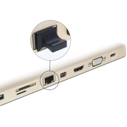 Zaślepka przeciwkurzowa gniazda LAN RJ45 męska z uchwytem czarna Delock 64020