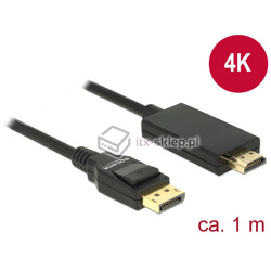 Kabel DisplayPort 1.2 męski - High Speed HDMI-A męski pasywny 4K 1m czarny Delock 85316