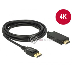 Kabel DisplayPort 1.2 męski - High Speed HDMI-A męski pasywny 4K 3m czarny Delock 85318