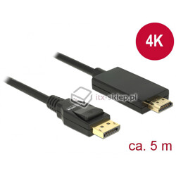 Kabel DisplayPort 1.2 męski - High Speed HDMI-A męski pasywny 4K 5m czarny Delock 85319