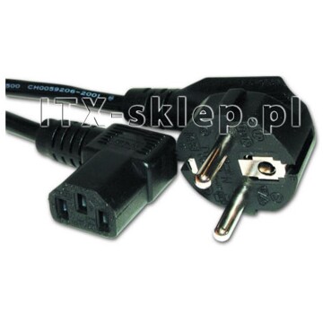 Kabel zasilający kątowy 90 stopni 1.8m czarny