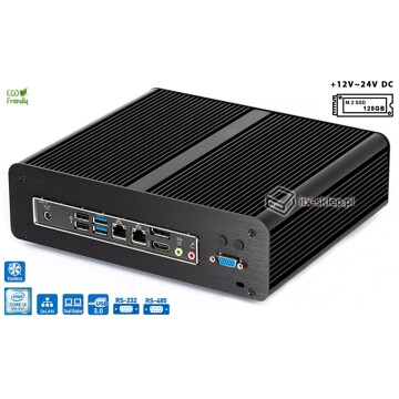 Komputer przemysłowy fanless 9. generacji Core i3-9100 3,1GHz 2xLAN 8GB M.2 SSD 128GB i3-H310-SSD128