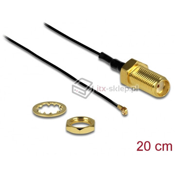Konnektor gniazdo u.FL MHF 4 - SMA żeński 20cm kolor czarny Delock 88814