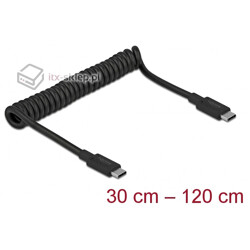 Kabel spiralny USB-C USB 3.1 Gen 2 M-M 30-120cm Delock 85350