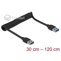 Kabel spiralny USB-A USB 3.1 Gen 2 M-M 30-120cm Delock 85348