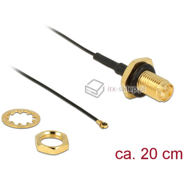 Konnektor gniazdo u.FL MHF 4 - SMA/RP 20cm kolor czarny Delock 12460