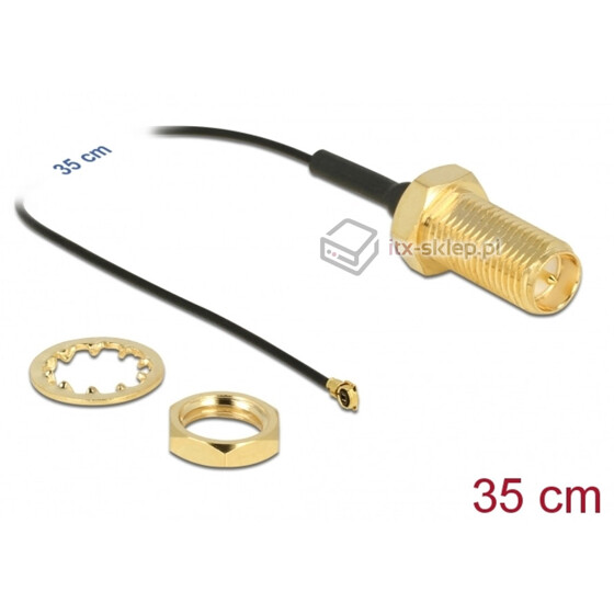 Konnektor gniazdo u.FL MHF 4 - SMA/RP 35cm kolor czarny Delock 90478