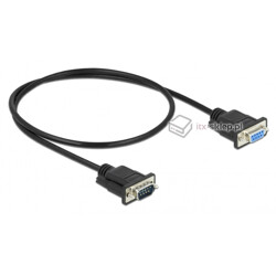 Kabel RS-232 szeregowy prosty 1:1 męsko-żeński M-F 1m kolor czarny