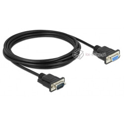 Kabel RS-232 szeregowy prosty 1:1 męsko-żeński M-F 3m kolor czarny
