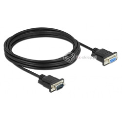 Kabel RS-232 szeregowy prosty 1:1 męsko-żeński M-F 4m kolor czarny