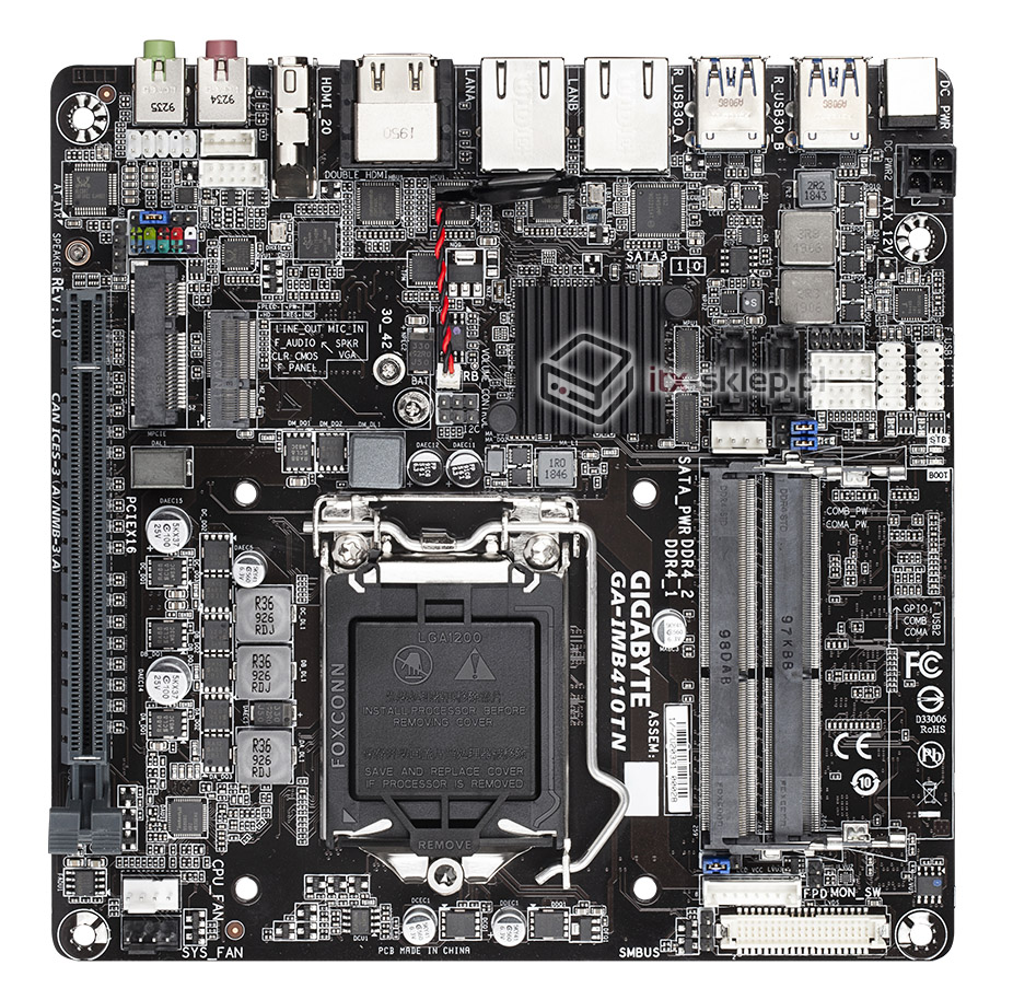 Gigabyte GA-IMB410TN Thin mini-ITX H410 Comet Lake LGA1200 3x HDMI 2xLAN  12-24V DC - ITX-Sklep.pl