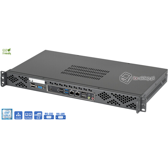 Komputer przemysłowy 1U 9. generacji Core i3-9100 16GB RAM Delta-Rack-i3-H310-SSD256