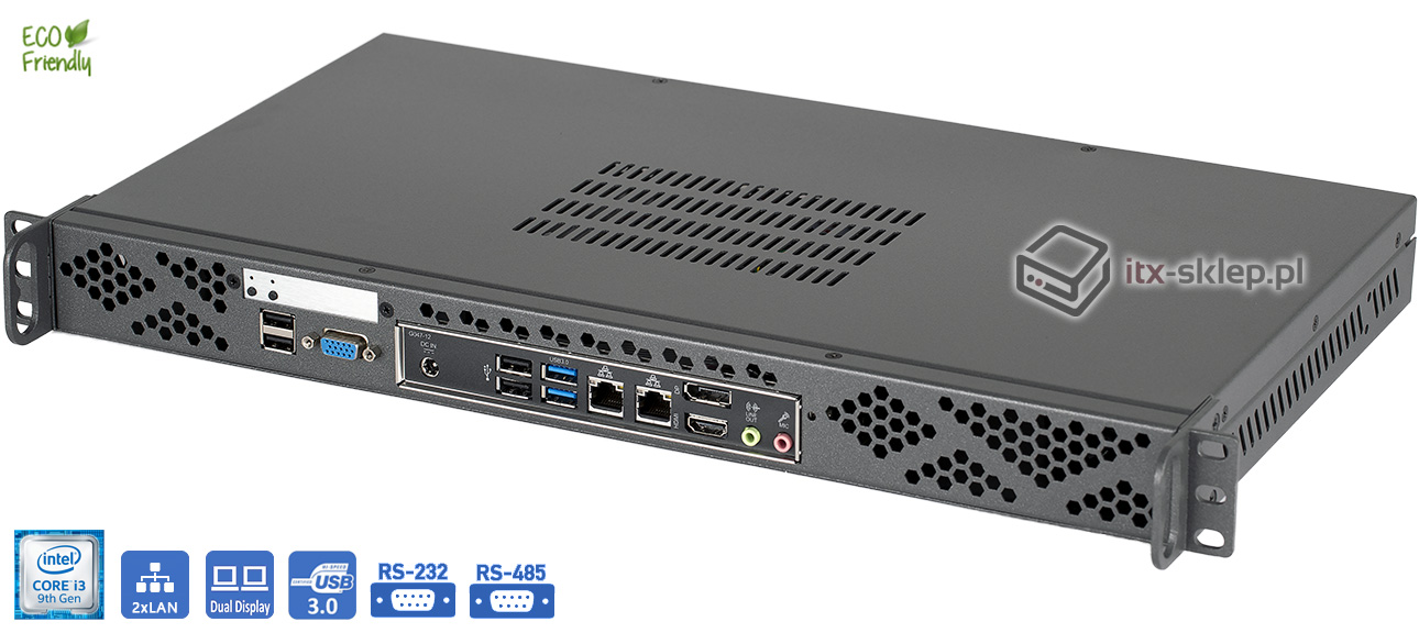 Komputer przemysłowy 1U 9. generacji Core i3-9100 16GB RAM Delta-Rack-i3-H310-SSD256