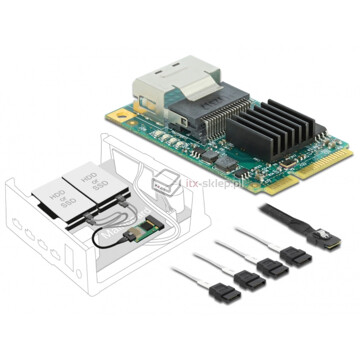 Kontroler SATA III 6Gbps mini PCI-Express 4xSATA SFF-8087 Delock 95000