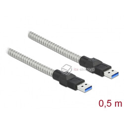 Kabel USB 3.2-A Gen.1 w metalowym oplocie M-M męsko-męski  0,5m Delock 86774