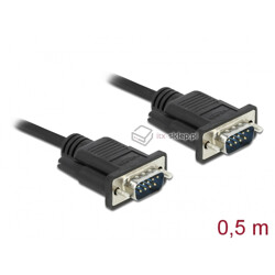 Kabel RS-232 szeregowy prosty 1:1 męsko-męski M-M 0,5m kolor czarny