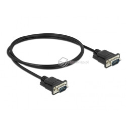 Kabel RS-232 szeregowy prosty 1:1 męsko-żeński M-F 0,5m kolor czarny