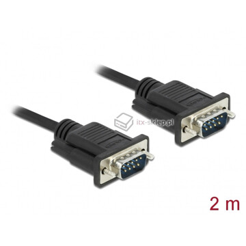 Kabel RS-232 szeregowy prosty 1:1 męsko-męski M-F 2m kolor czarny
