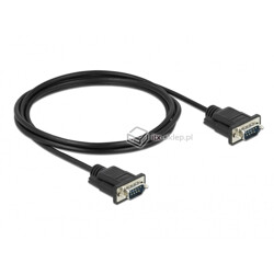 Kabel RS-232 szeregowy prosty 1:1 męsko-męski M-F 2m kolor czarny