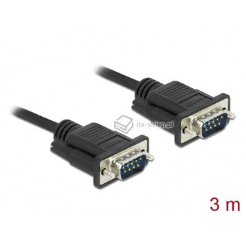Kabel RS-232 szeregowy prosty 1:1 męsko-żeński M-F 3m kolor czarny