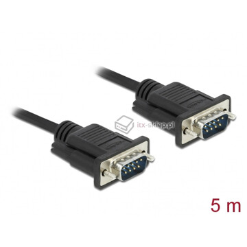 Kabel RS-232 szeregowy prosty 1:1 męsko-męski M-F 5m kolor czarny