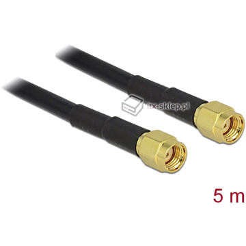 Przedłużacz antenowy RP-SMA wtyk - RP-SMA wtyk LMR195 5m Delock 88657