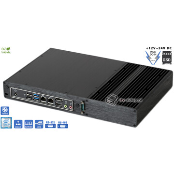 Zasilacz do komputera przemysłowego fanless 9. generacji Core i3-9300T 3,2GHz 2xLAN 8GB SSD 256GB Thin-i3-H310-SSD256